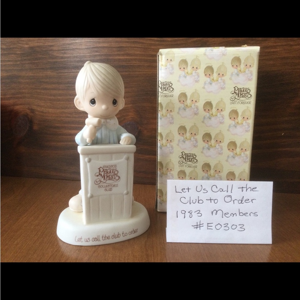 Precious Moments Club Member 1983 figurine #E0303 "Let Us Call the Club to Order